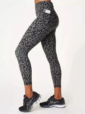 Sweaty Betty Black & Gray Leopard-Print High-Waist Leggings